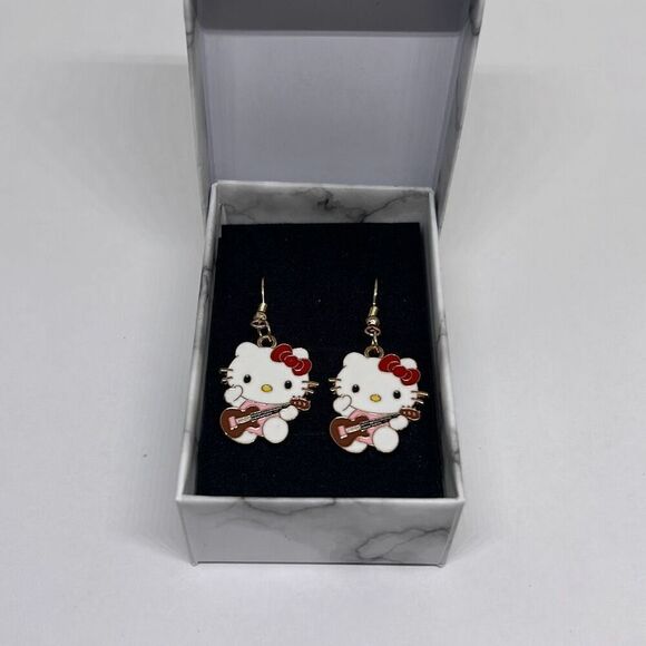Hello Kitty Guitar Earrings - Picture 1 of 1